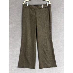 Vintage J Crew Pants 8 Green Wool Belted Low Rise Wide Leg Lined 90s y2k Career